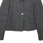 PHARD Womens Grey Wool Blend Peplum Jacket XS Zip Collar Long Sleeve Plain