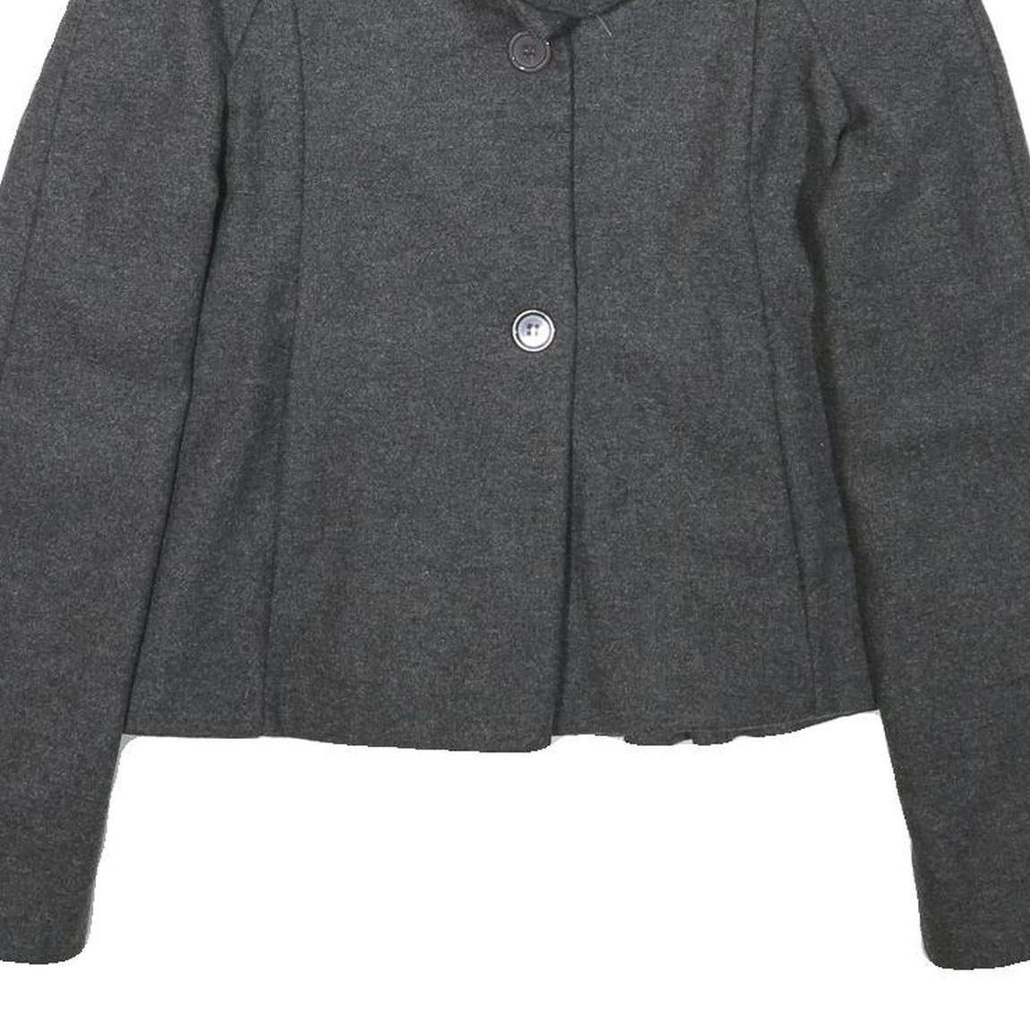 PHARD Womens Grey Wool Blend Peplum Jacket XS Zip Collar Long Sleeve Plain