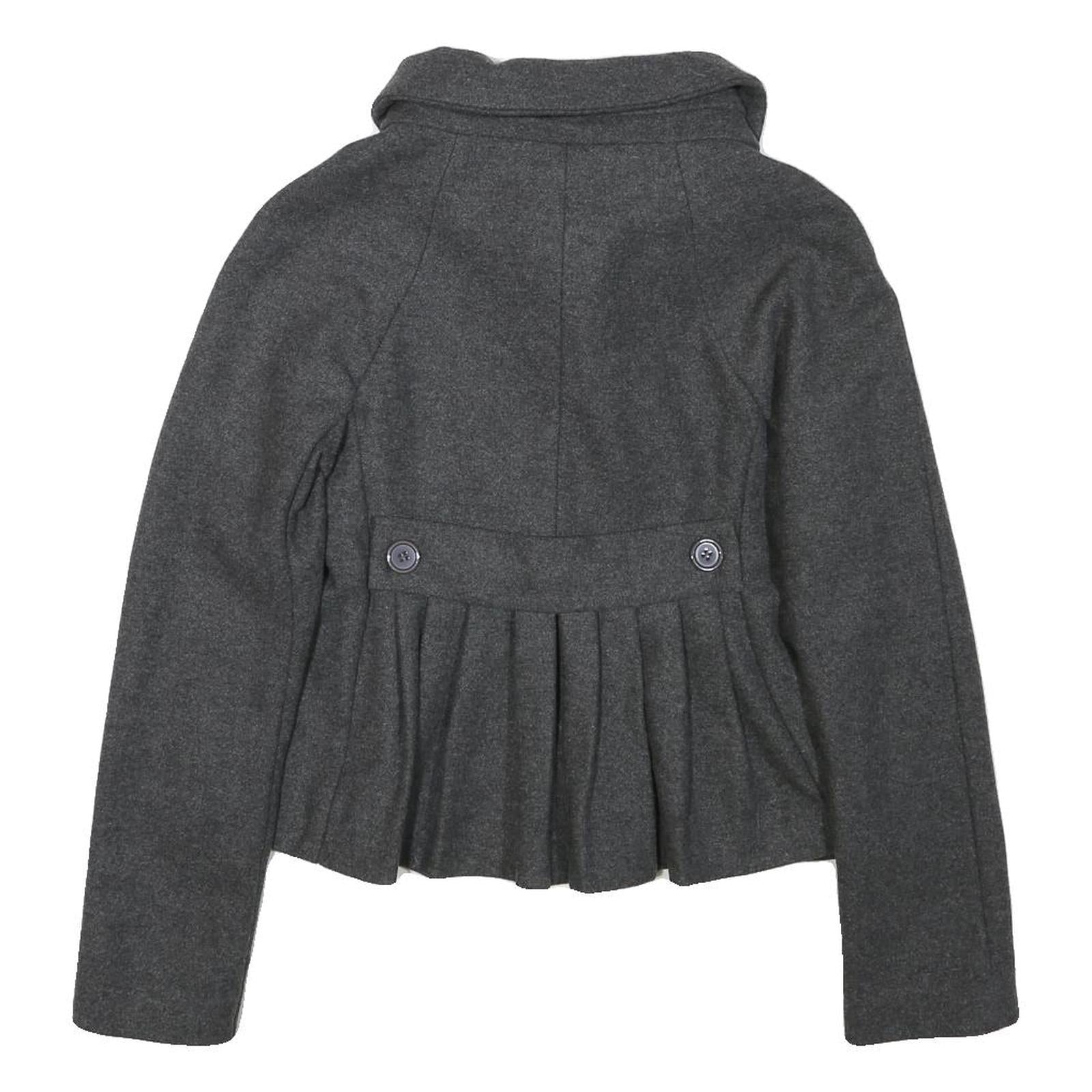 PHARD Womens Grey Wool Blend Peplum Jacket XS Zip Collar Long Sleeve Plain