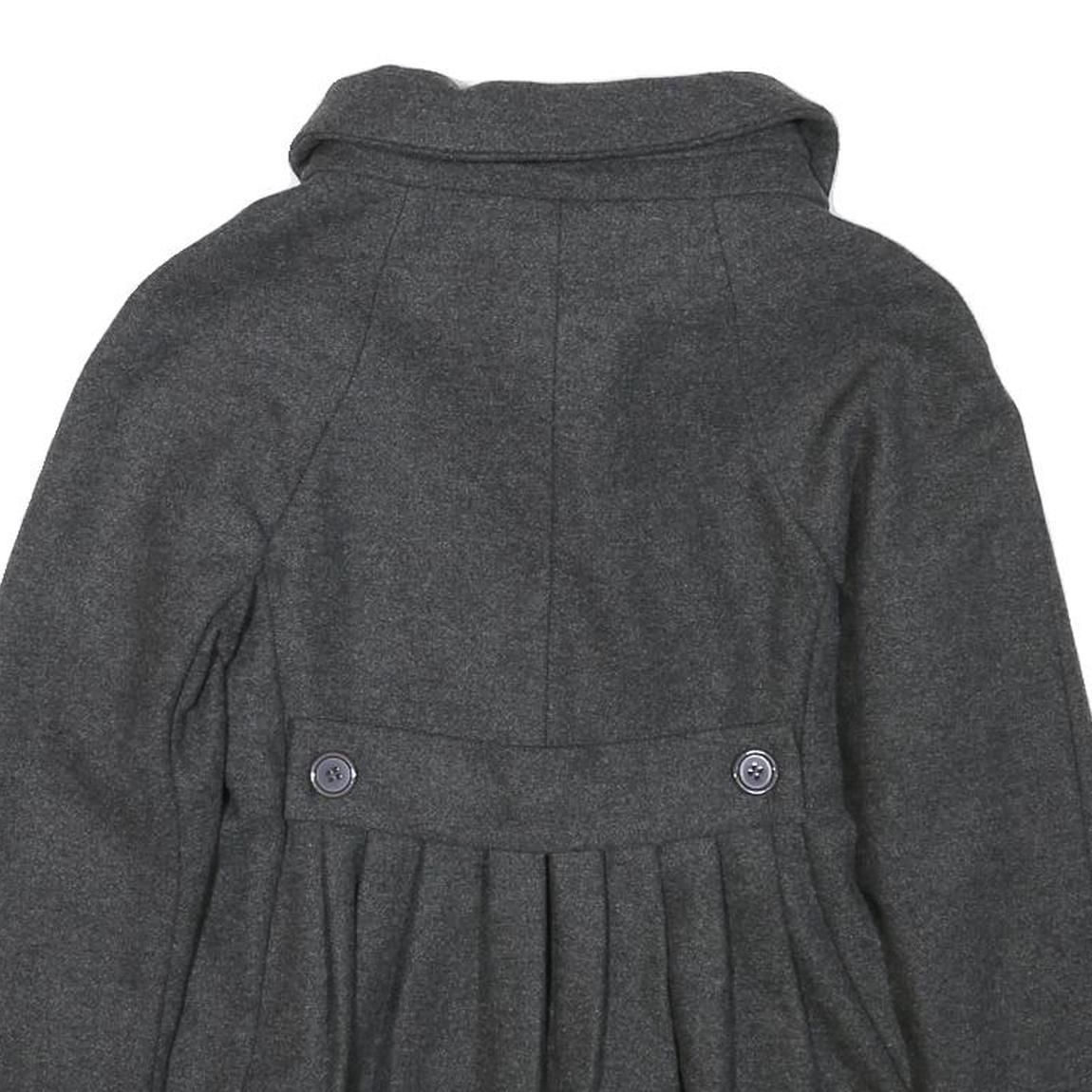 PHARD Womens Grey Wool Blend Peplum Jacket XS Zip Collar Long Sleeve Plain