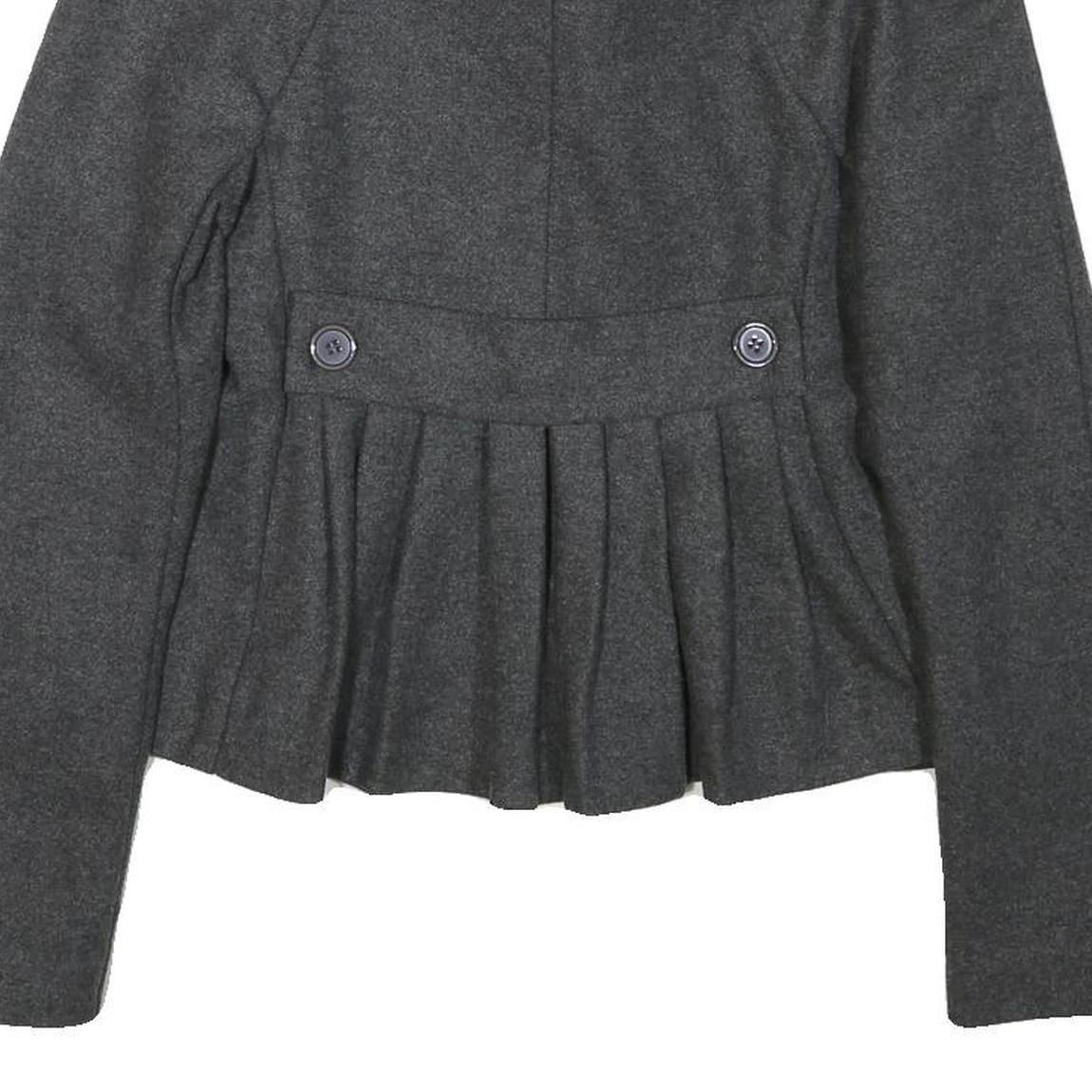 PHARD Womens Grey Wool Blend Peplum Jacket XS Zip Collar Long Sleeve Plain