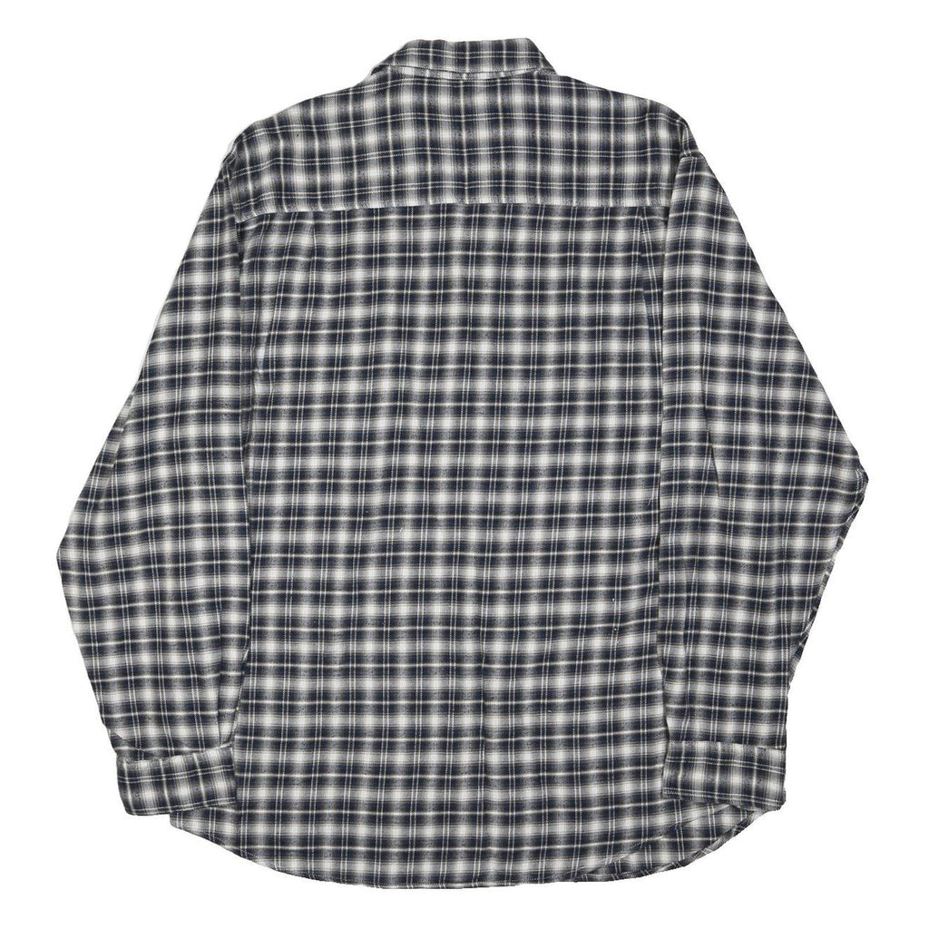 DISNEY Mens Black & White Plaid Shirt XL Cotton Blend Long Sleeve Casual