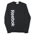 REEBOK Mens Black Crew Neck S Cotton Blend Sweatshirt Large Logo Print