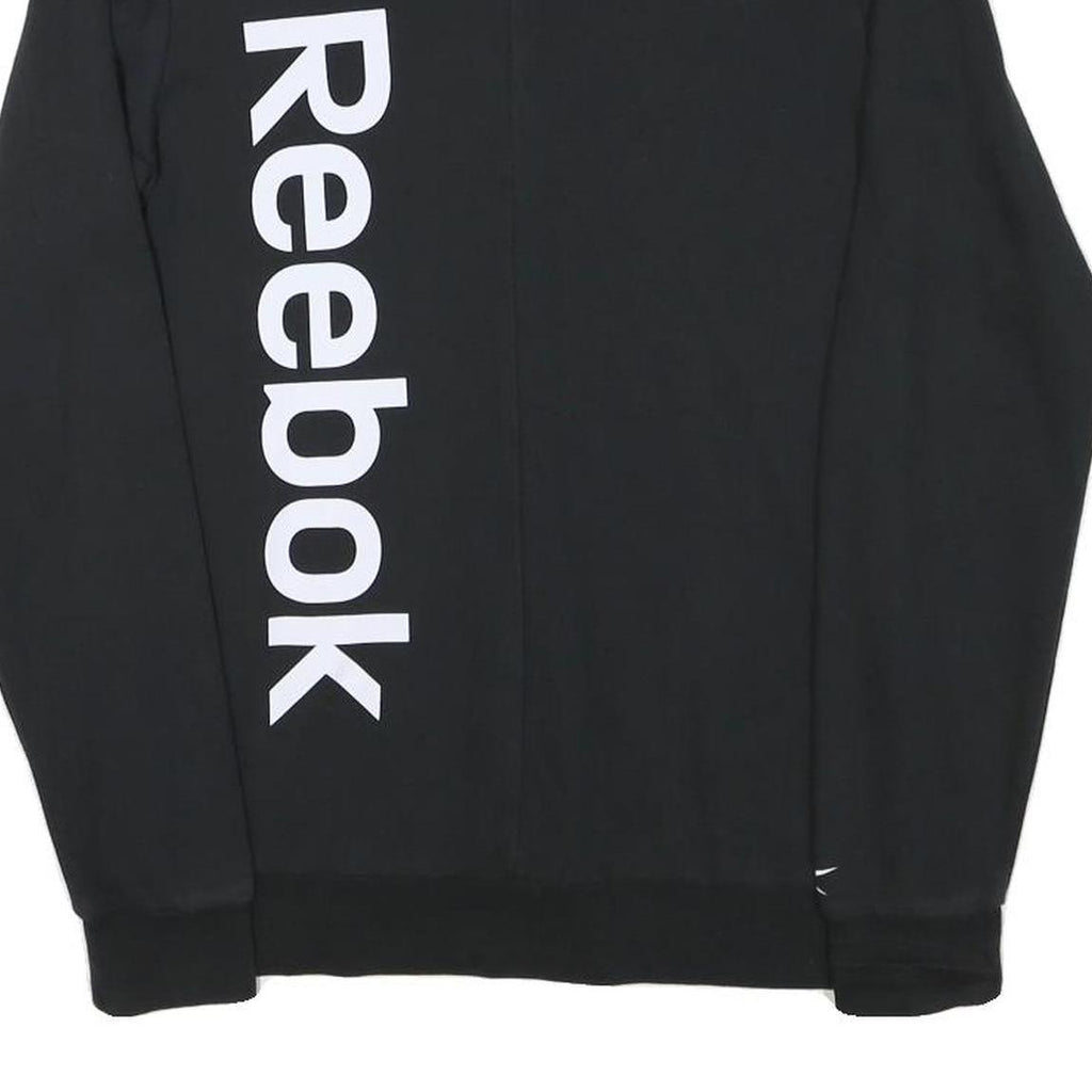 REEBOK Mens Black Crew Neck S Cotton Blend Sweatshirt Large Logo Print