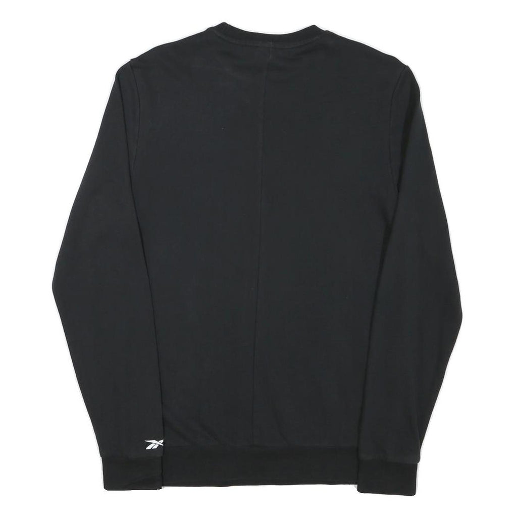 REEBOK Mens Black Crew Neck S Cotton Blend Sweatshirt Large Logo Print