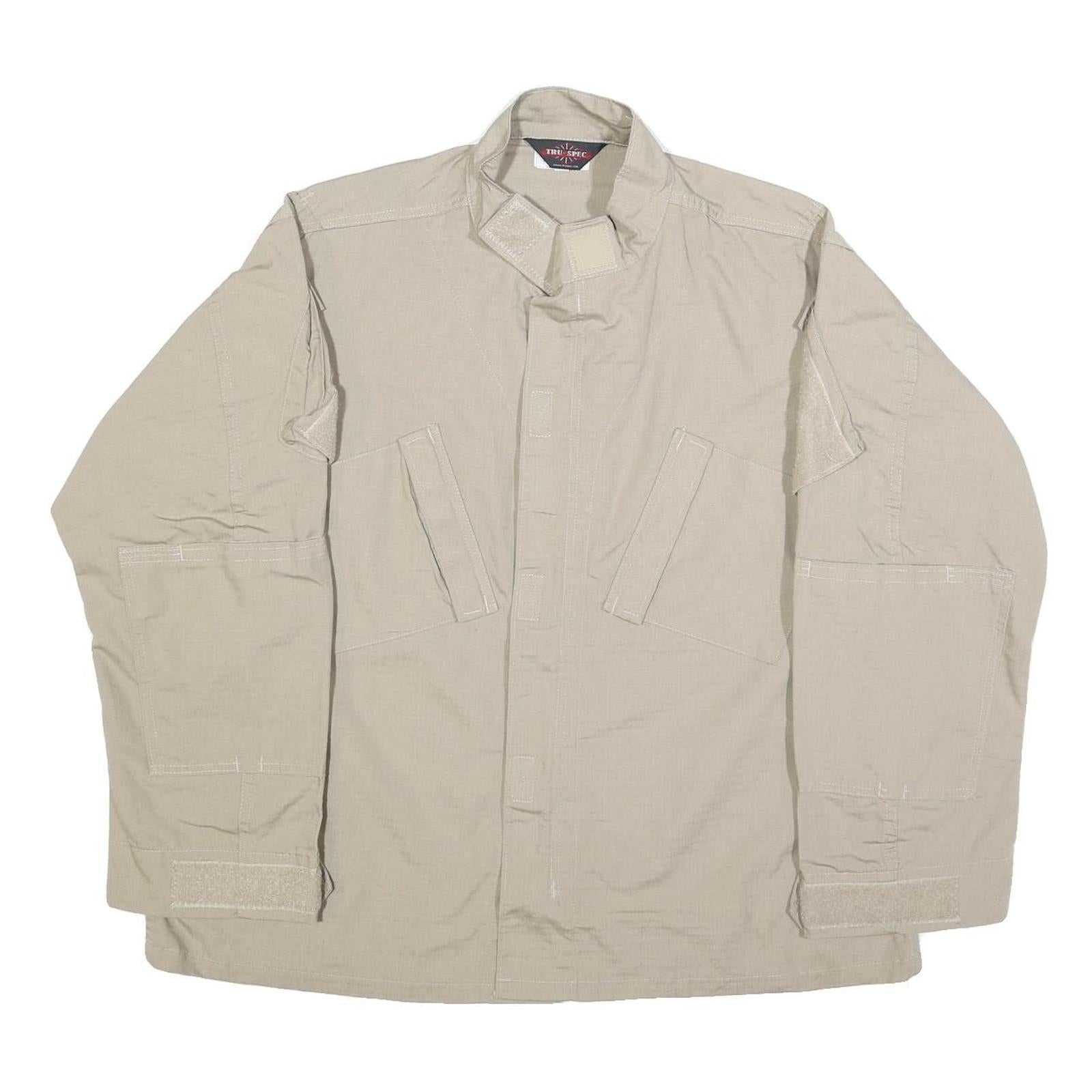 TRU-SPEC Mens Beige Cotton Blend Tactical Zip Jacket L Plain Utility Military