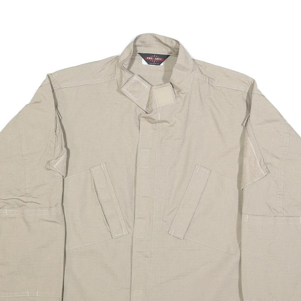 TRU-SPEC Mens Beige Cotton Blend Tactical Zip Jacket L Plain Utility Military
