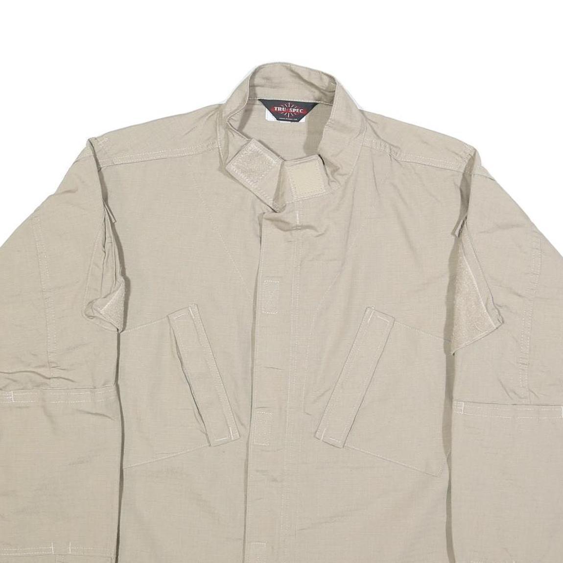 TRU-SPEC Mens Beige Cotton Blend Tactical Zip Jacket L Plain Utility Military