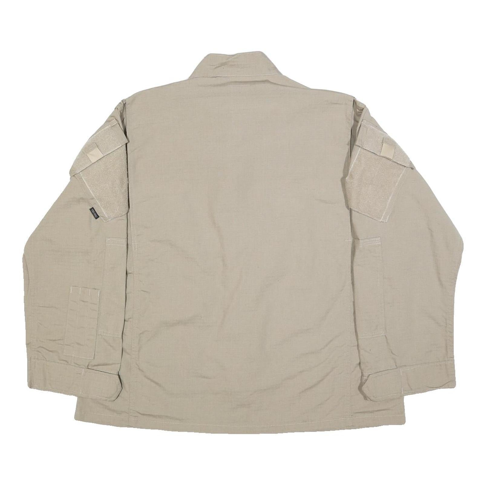 TRU-SPEC Mens Beige Cotton Blend Tactical Zip Jacket L Plain Utility Military