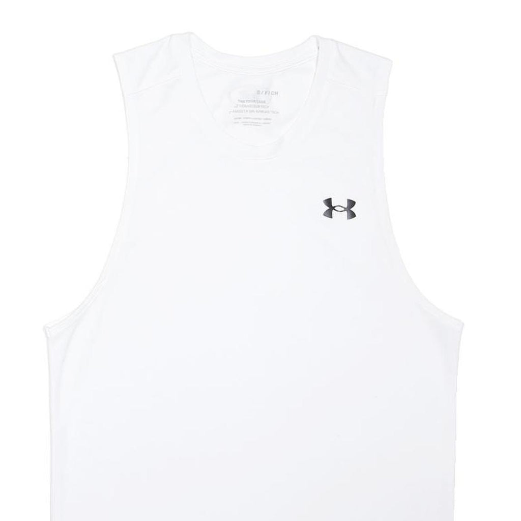 UNDER ARMOUR Mens White Sleeveless Crew Neck S Performance Sports Gym Vest