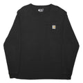 CARHARTT Mens Black Long Sleeve Crew Neck Pocket T-Shirt S Cotton Blend Casual