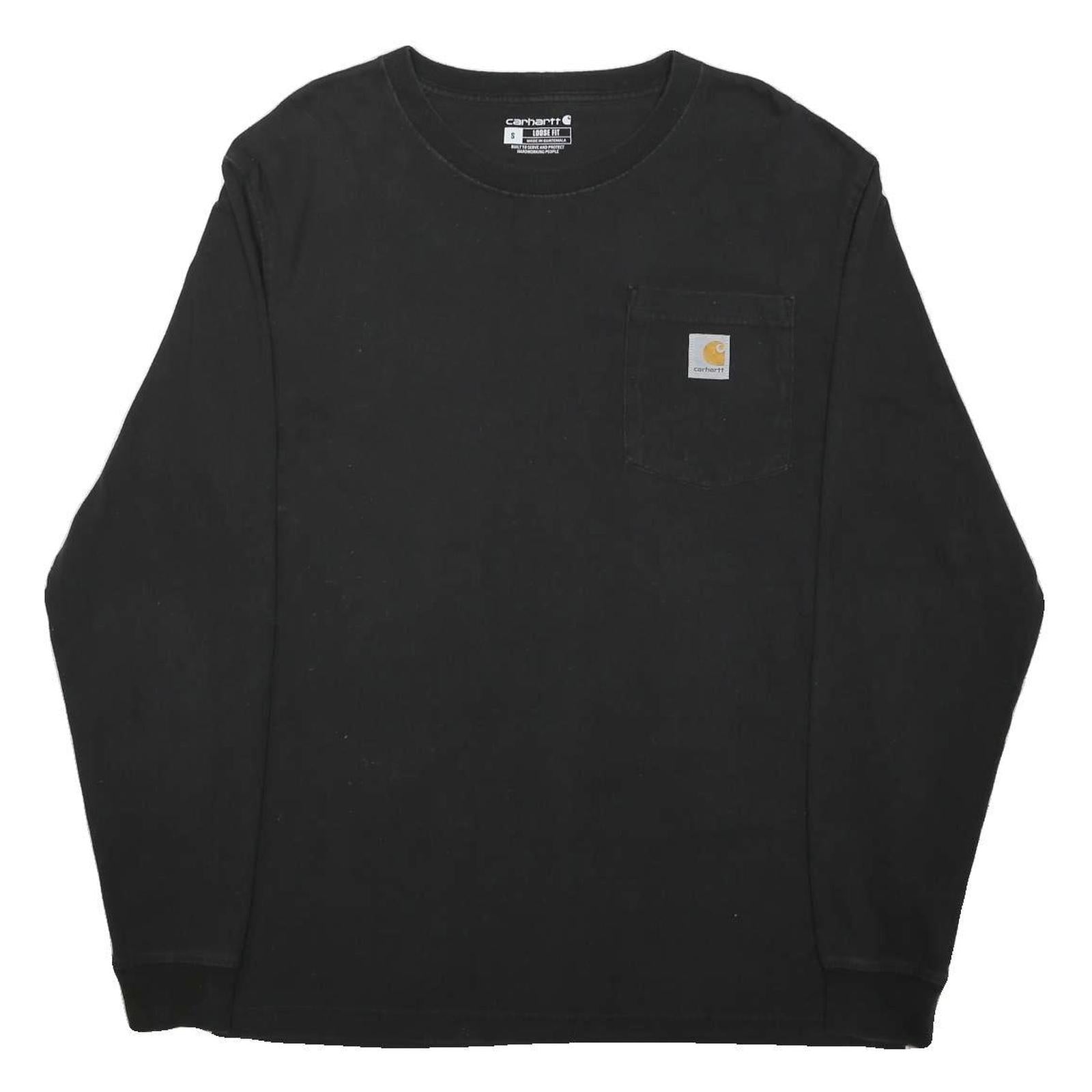 CARHARTT Mens Black Long Sleeve Crew Neck Pocket T-Shirt S Cotton Blend Casual