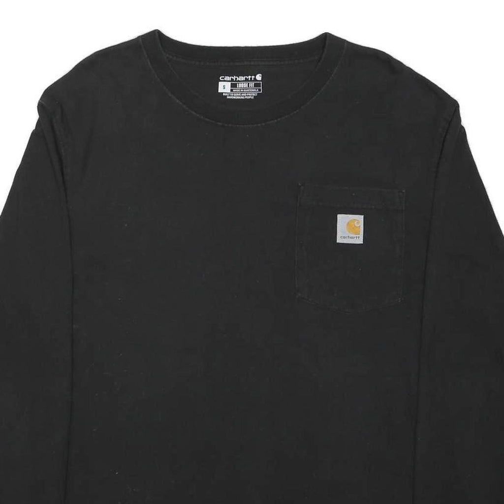 CARHARTT Mens Black Long Sleeve Crew Neck Pocket T-Shirt S Cotton Blend Casual