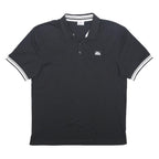 LONSDALE Mens Black & White Short Sleeve Plain 2XL Cotton Blend Polo Shirt