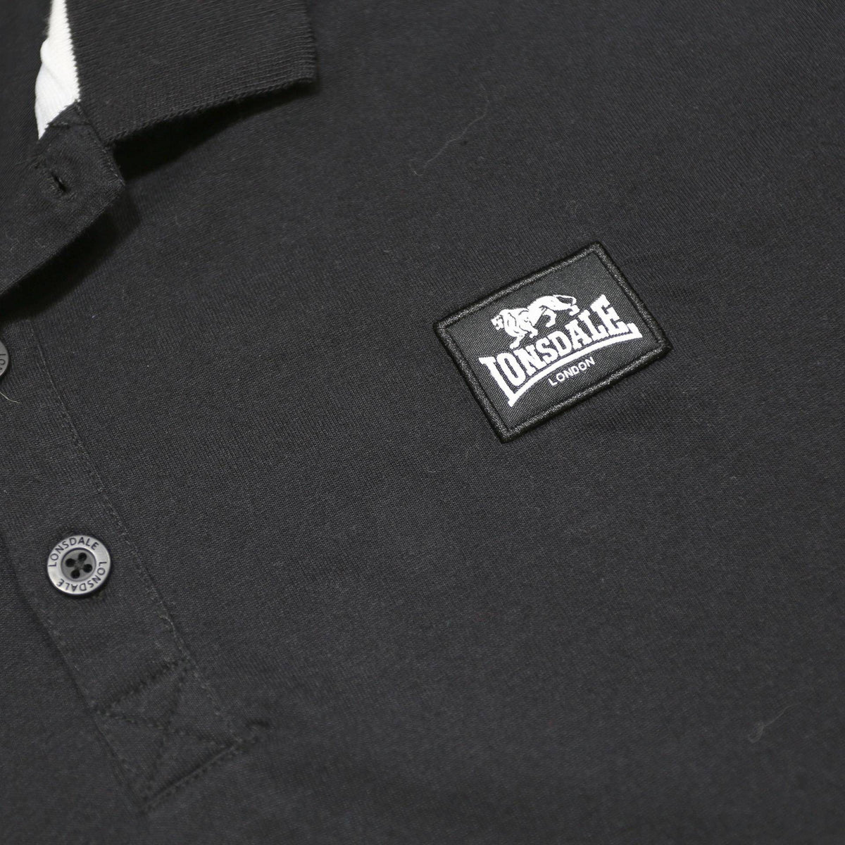 LONSDALE Mens Black & White Short Sleeve Plain 2XL Cotton Blend Polo Shirt