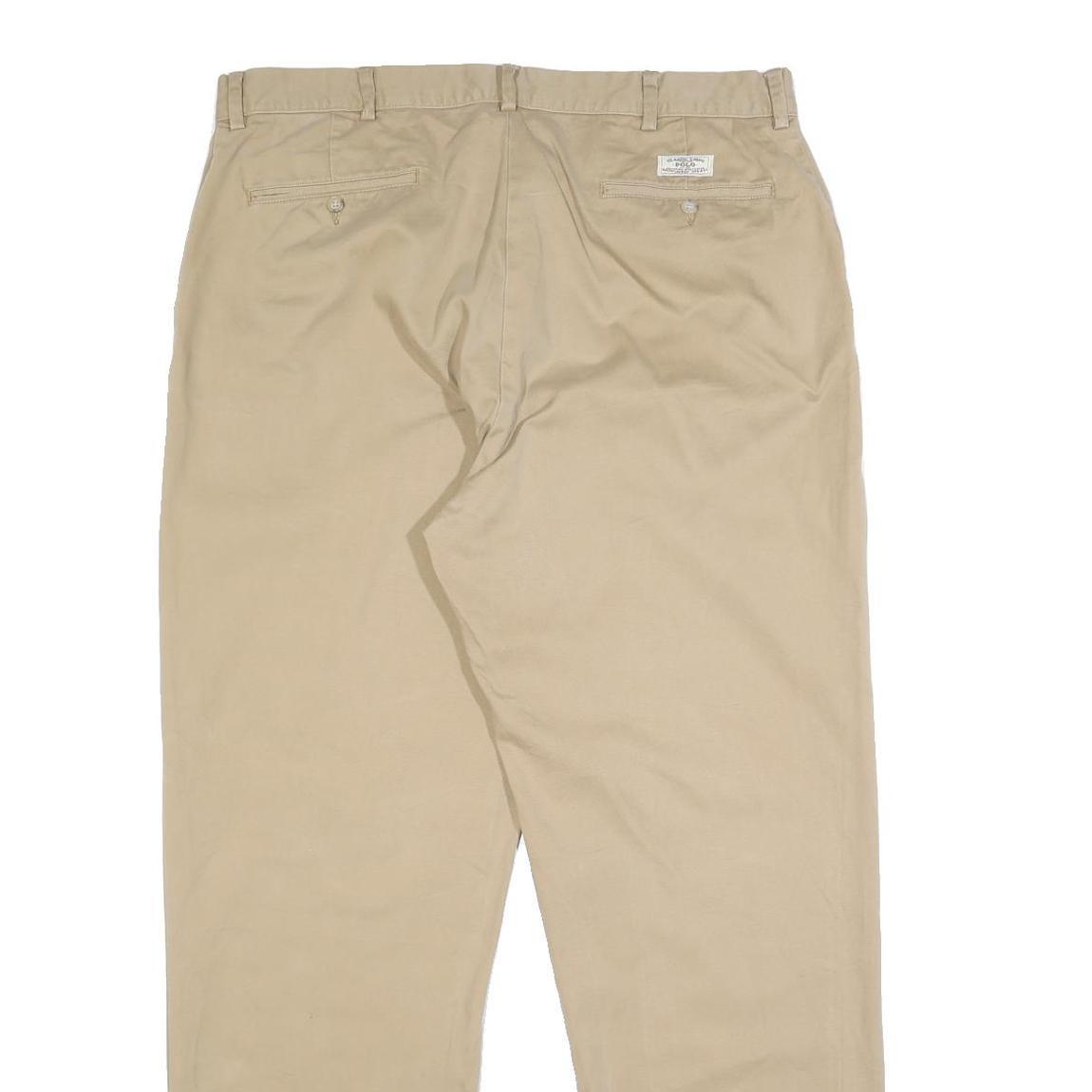 POLO RALPH LAUREN Mens Cotton Beige Relaxed Straight Trousers W38 L32 Casual