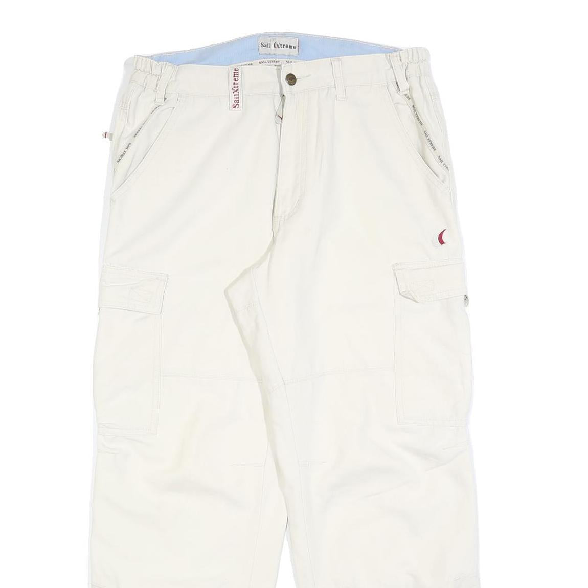 SAIL XTREME Womens Cotton Blend White Relaxed Cargo Trousers W30 L30