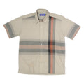 ATELIER TORINO Mens Beige & Grey Striped Button Cotton Blend Shirt L Relaxed Fit