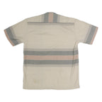 ATELIER TORINO Mens Beige & Grey Striped Button Cotton Blend Shirt L Relaxed Fit
