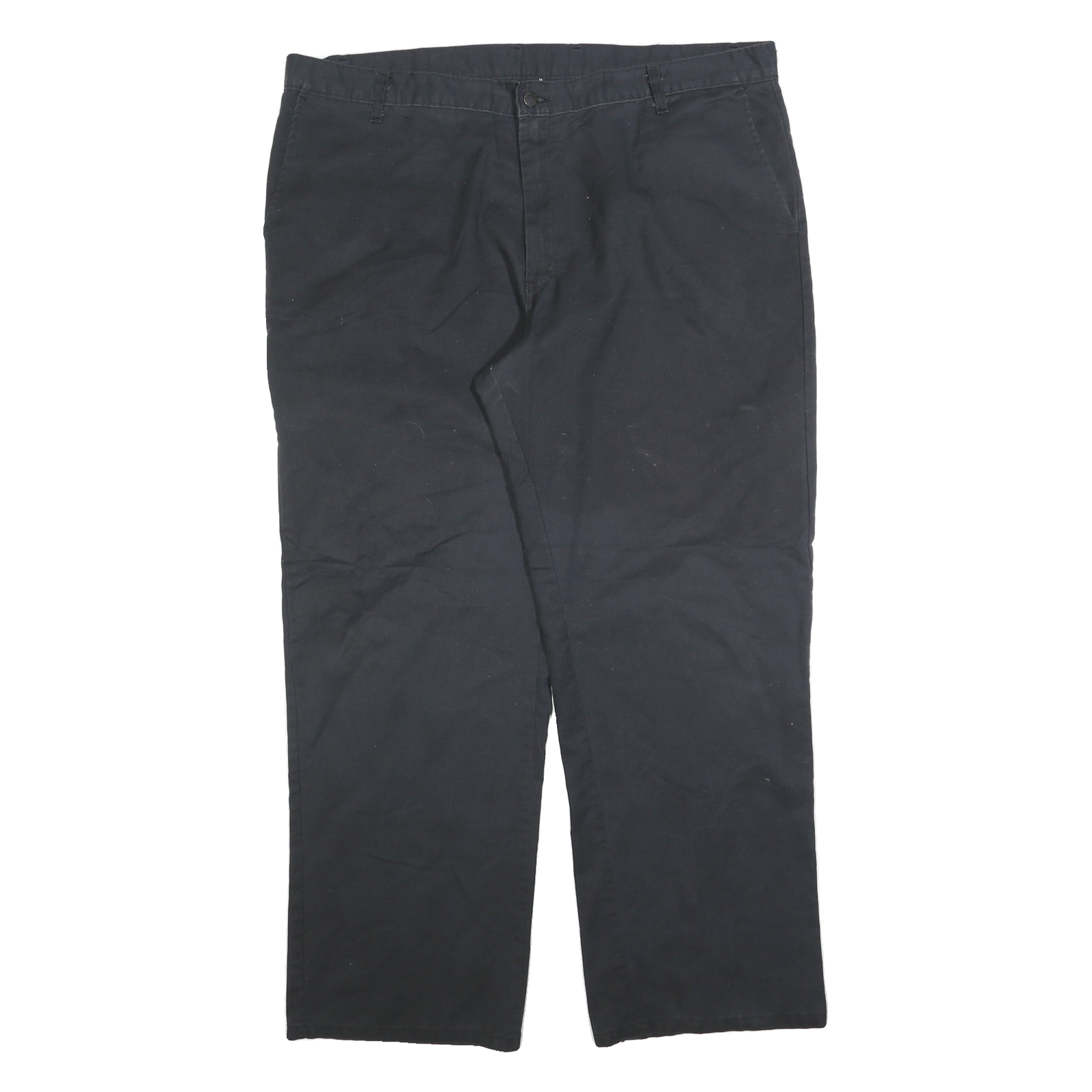 DICKIES Mens Regular Fit Black Cotton Blend Zip Trousers W42 L32 Workwear Casual