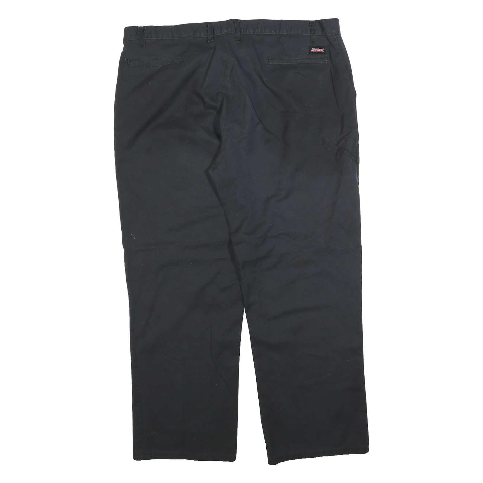 DICKIES Mens Regular Fit Black Cotton Blend Zip Trousers W42 L32 Workwear Casual