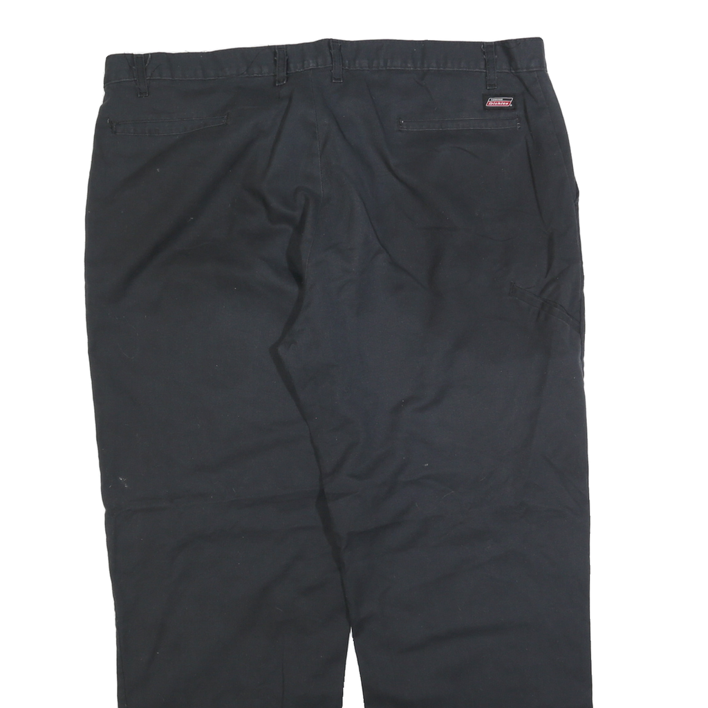 DICKIES Mens Regular Fit Black Cotton Blend Zip Trousers W42 L32 Workwear Casual