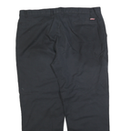 DICKIES Mens Regular Fit Black Cotton Blend Zip Trousers W42 L32 Workwear Casual