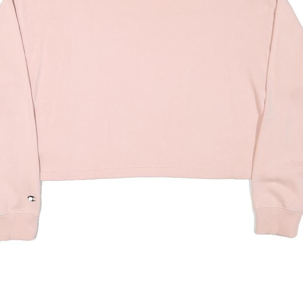 CHAMPION Womens Pink Cropped Crew Neck Sweatshirt XL Embroidered Logo Casual
