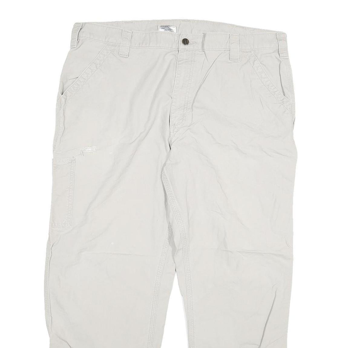 CARHARTT Mens Cotton Blend Relaxed Beige Trousers W40 L30 Utility Workwear