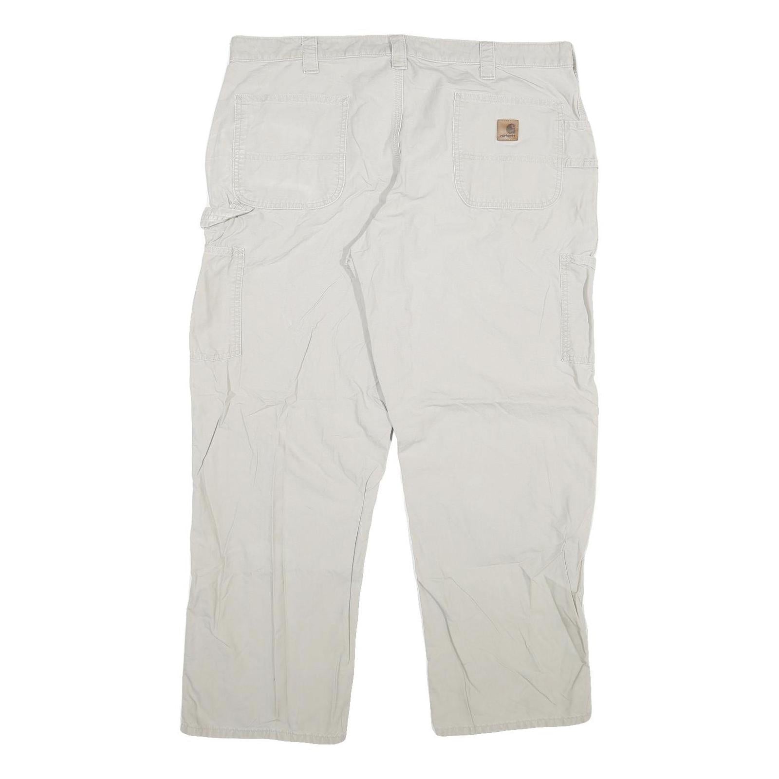 CARHARTT Mens Cotton Blend Relaxed Beige Trousers W40 L30 Utility Workwear