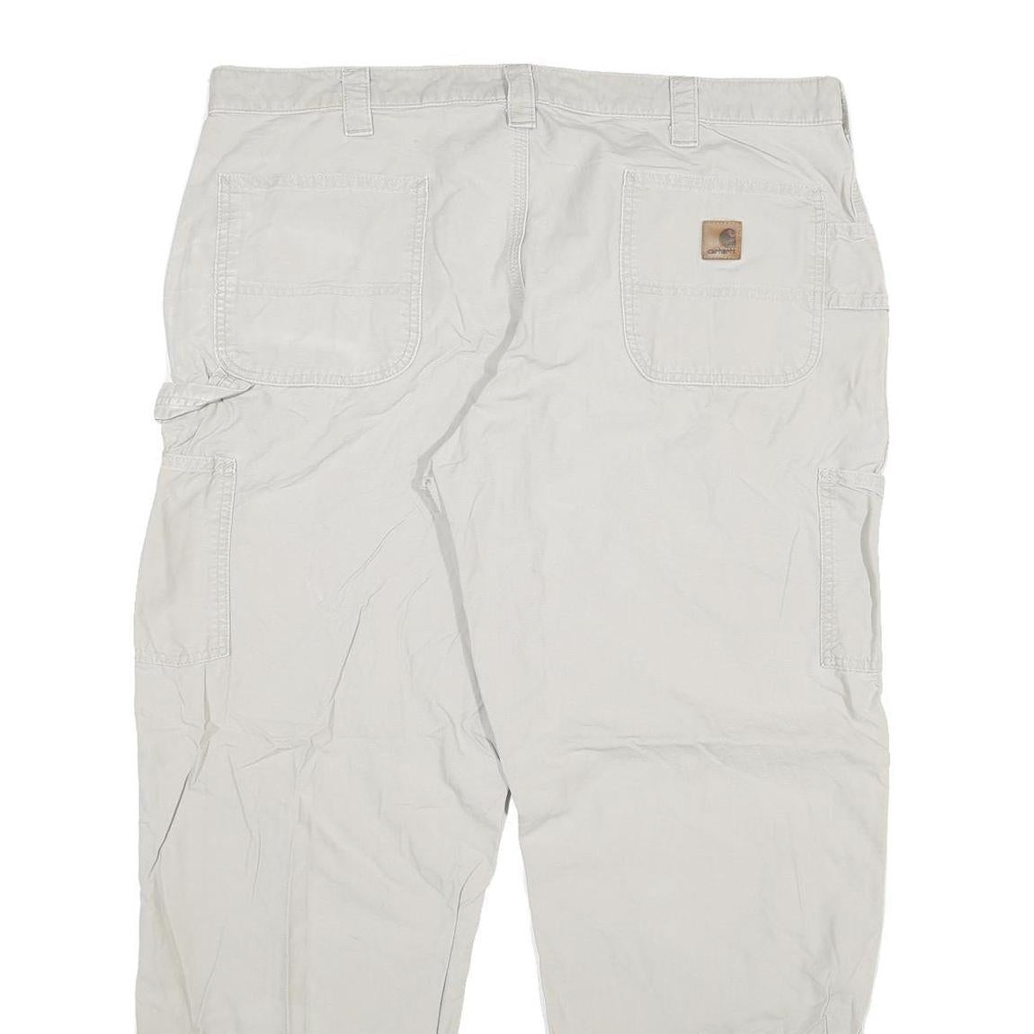 CARHARTT Mens Cotton Blend Relaxed Beige Trousers W40 L30 Utility Workwear