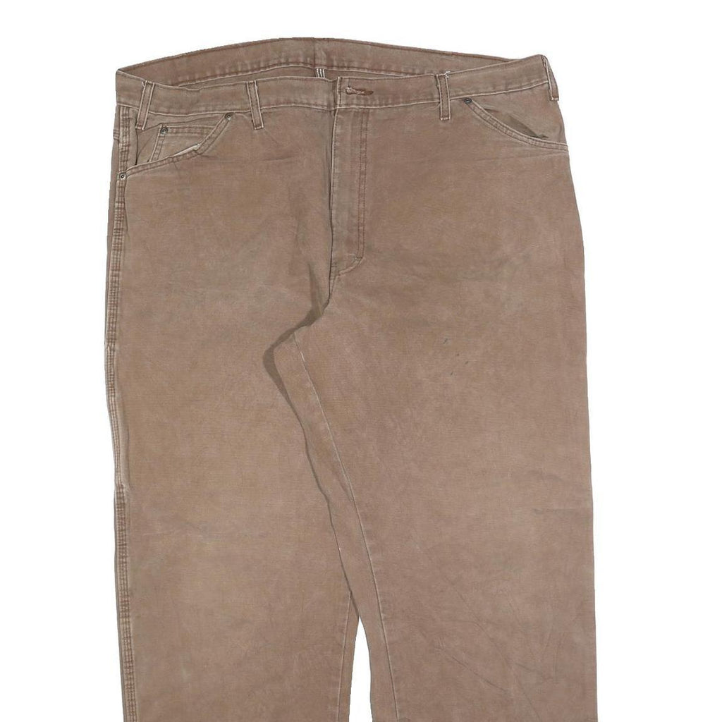 DICKIES Mens Jeans Brown Relaxed Straight Cotton Blend W42 L32 Workwear Utility