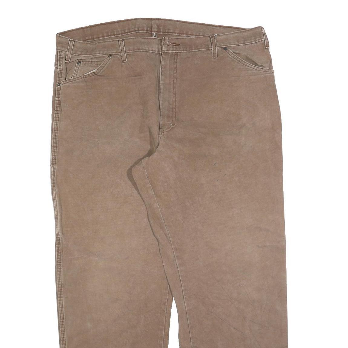 DICKIES Mens Jeans Brown Relaxed Straight Cotton Blend W42 L32 Workwear Utility