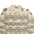 LINE Womens Cream Pattern Cotton Shirt L Button Up Vintage Style Relaxed Fit