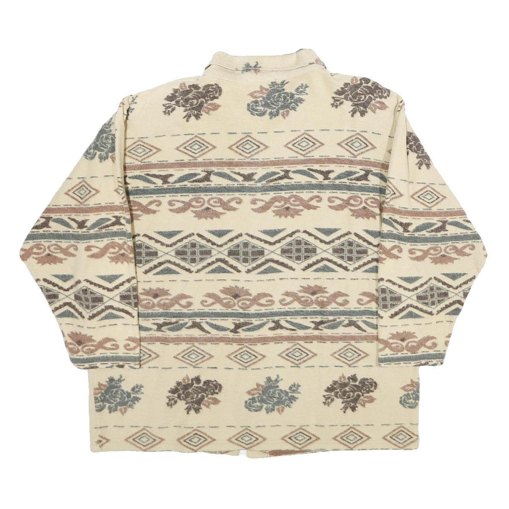 LINE Womens Cream Pattern Cotton Shirt L Button Up Vintage Style Relaxed Fit