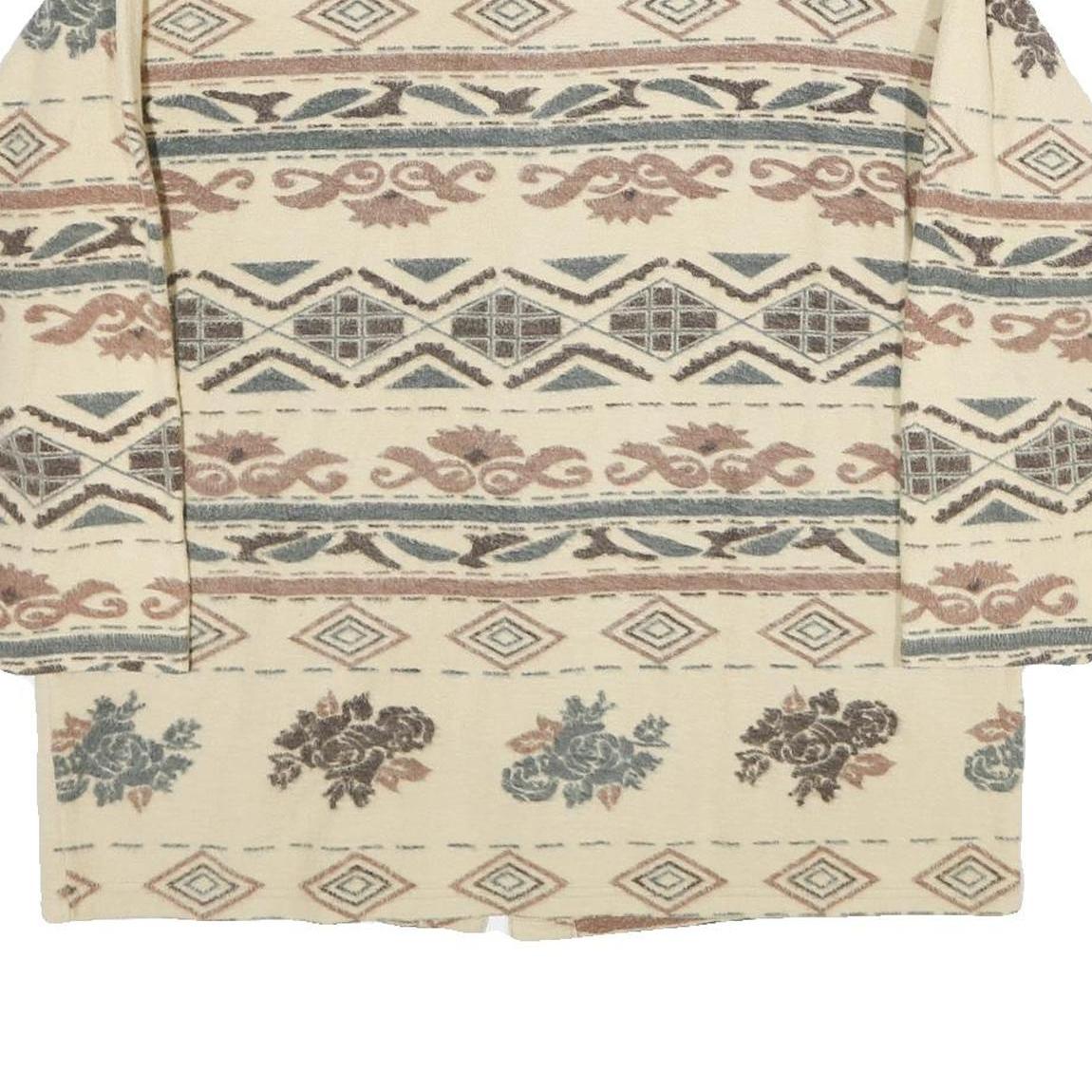 LINE Womens Cream Pattern Cotton Shirt L Button Up Vintage Style Relaxed Fit