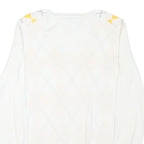 TOMMY HILFIGER Womens White & Yellow Patterned Jumper V-Neck Basic Knit M Cotton