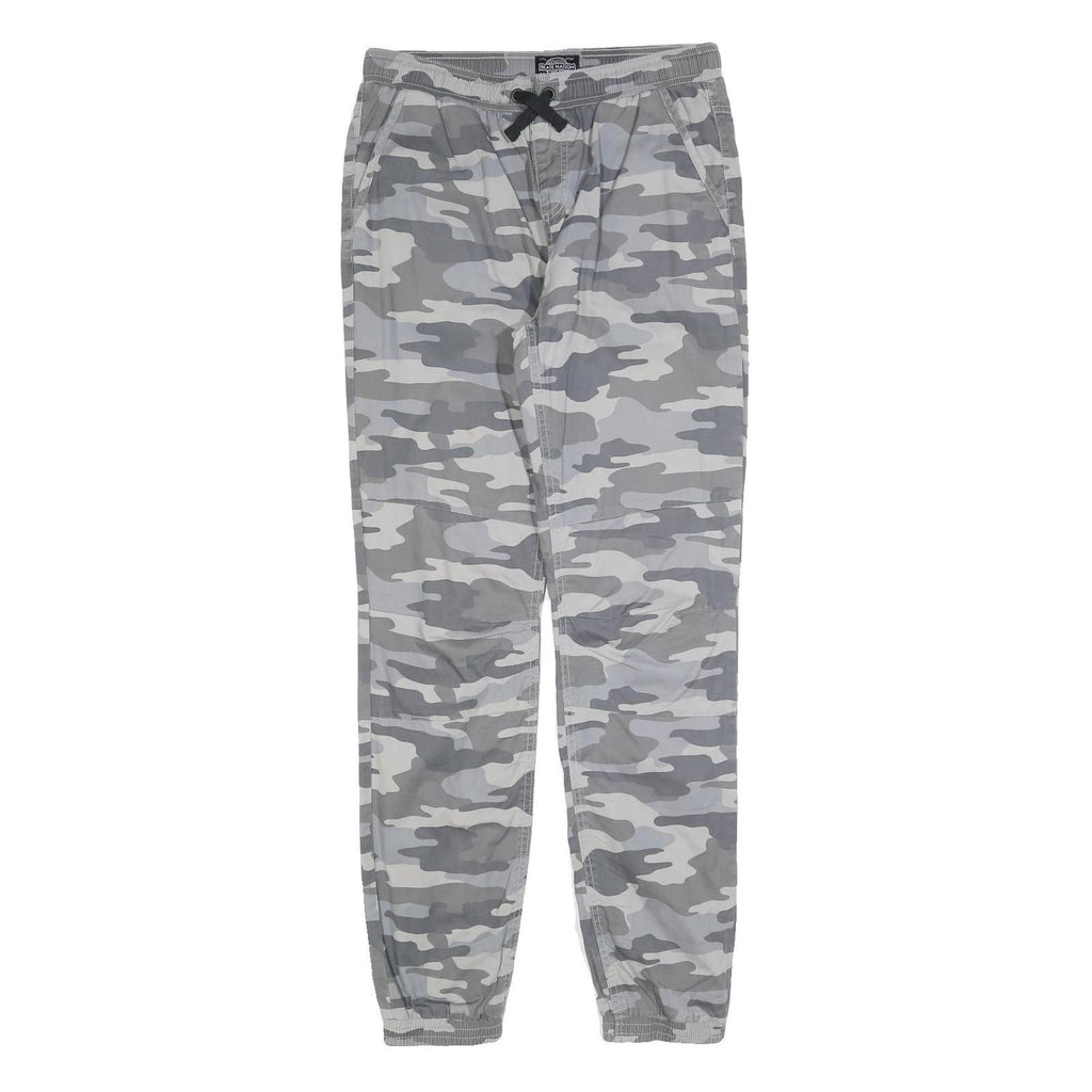 SKATE NATION Mens Cotton Blend Grey Camouflage Slim Drawstring Trousers W30 L32