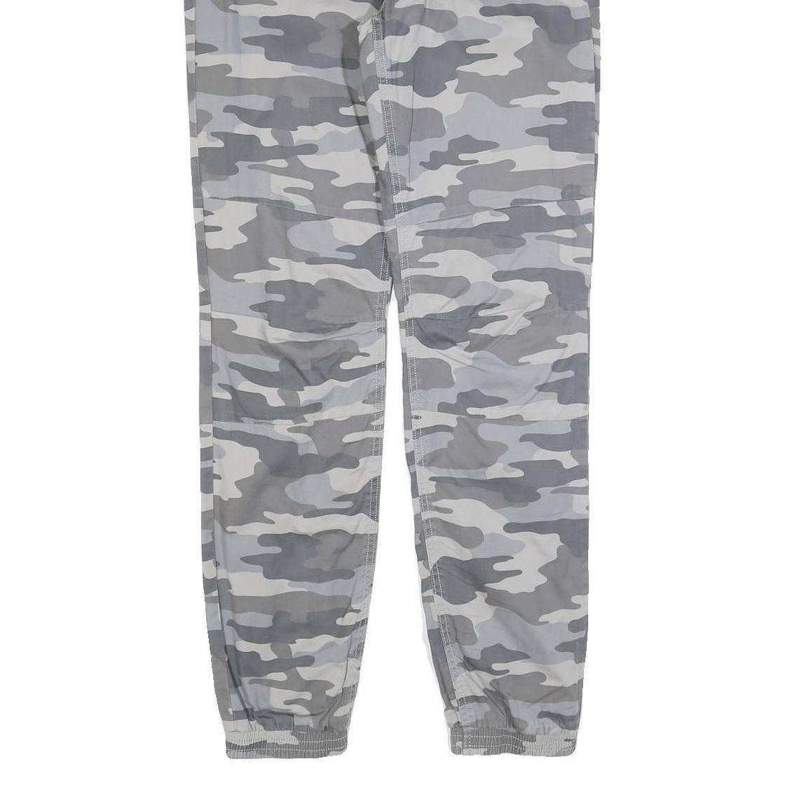 SKATE NATION Mens Cotton Blend Grey Camouflage Slim Drawstring Trousers W30 L32