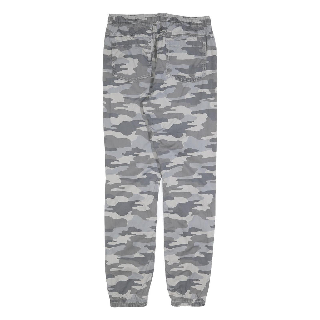 SKATE NATION Mens Cotton Blend Grey Camouflage Slim Drawstring Trousers W30 L32