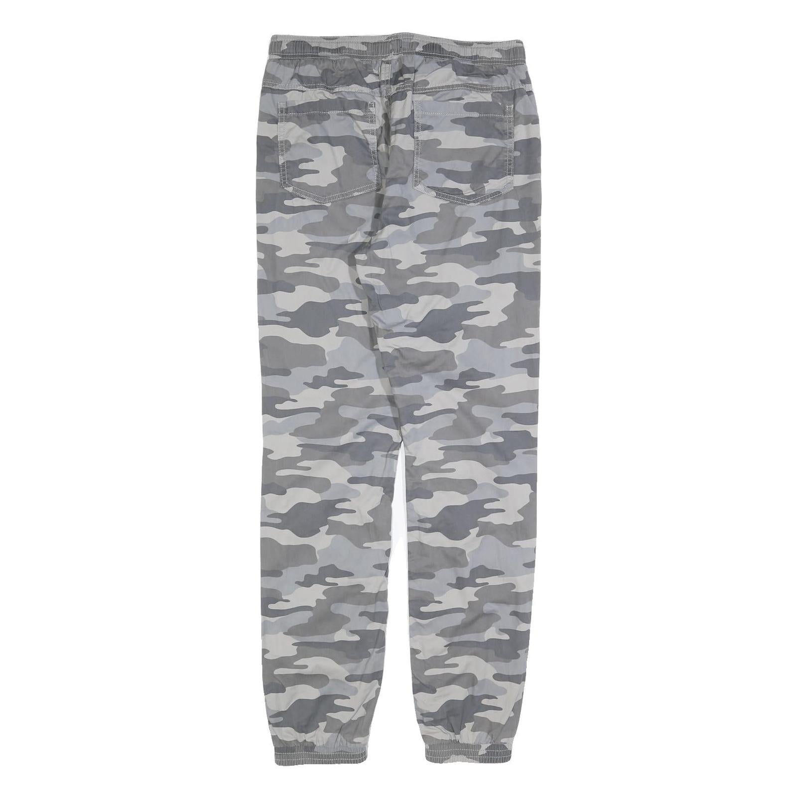 SKATE NATION Mens Cotton Blend Grey Camouflage Slim Drawstring Trousers W30 L32