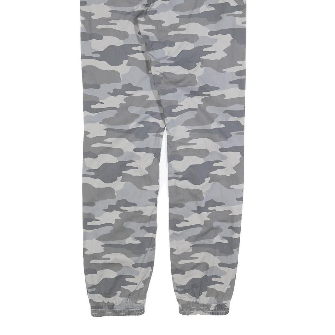 SKATE NATION Mens Cotton Blend Grey Camouflage Slim Drawstring Trousers W30 L32