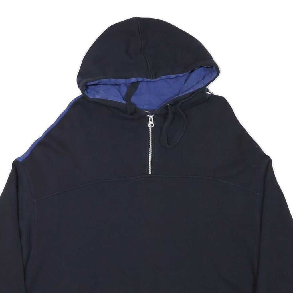 MARC O'POLO Womens Black & Blue Cotton Blend Hoodie S ¼ Zip Casual Sweatshirt