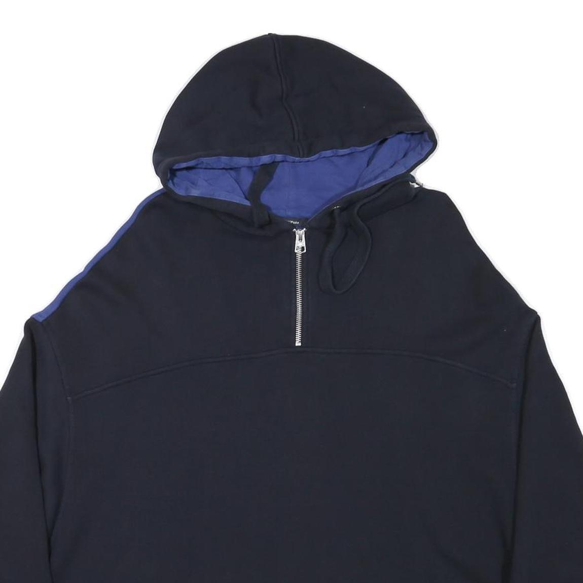 MARC O'POLO Womens Black & Blue Cotton Blend Hoodie S ¼ Zip Casual Sweatshirt