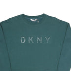 DKNY Womens Green Crew Neck XS Cotton Blend Sweatshirt Pullover DKNY Logo