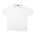 NAUTICA Mens White Polo Shirt L Cotton Blend Short Sleeve Classic Logo