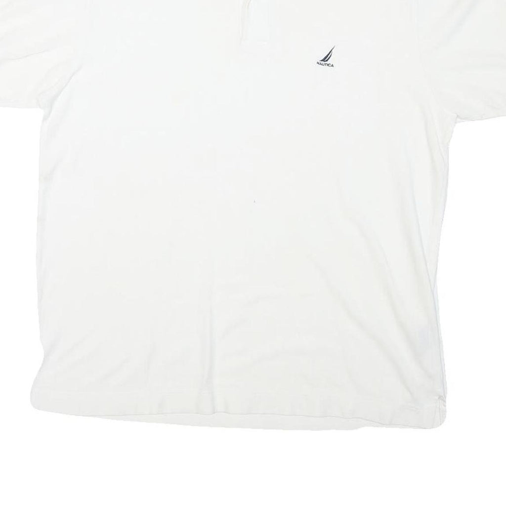 NAUTICA Mens White Polo Shirt L Cotton Blend Short Sleeve Classic Logo