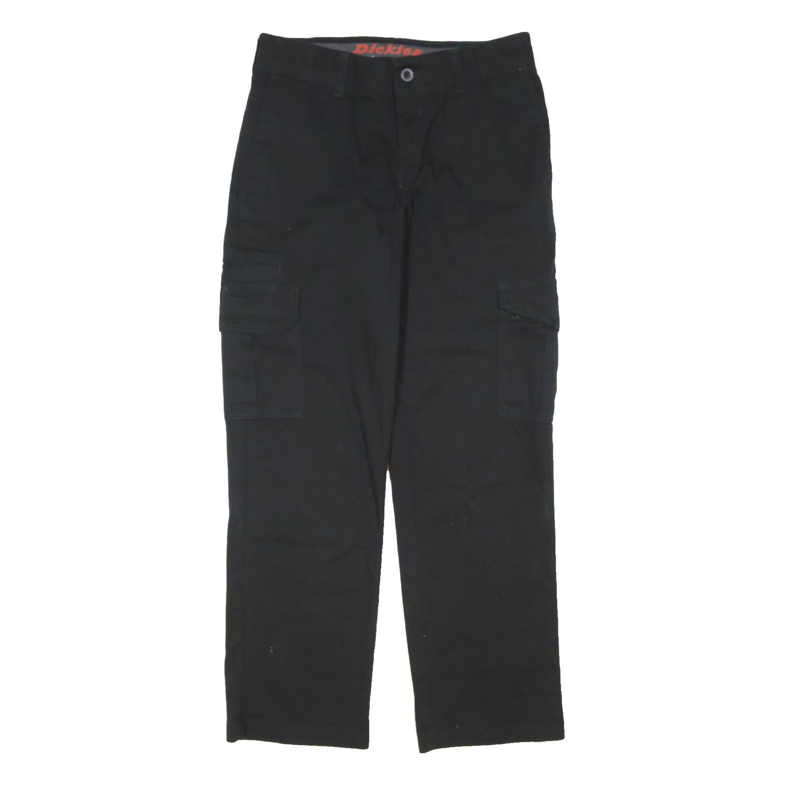 DICKIES Mens Black Relaxed Straight Trousers W30 L29 Cargo Cotton Blend