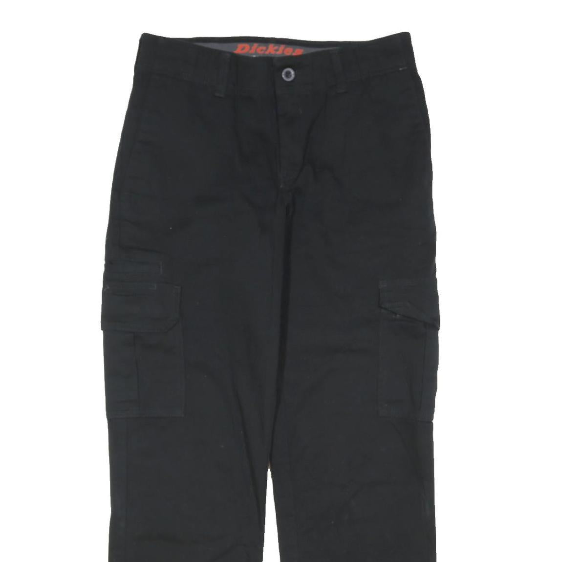 DICKIES Mens Black Relaxed Straight Trousers W30 L29 Cargo Cotton Blend
