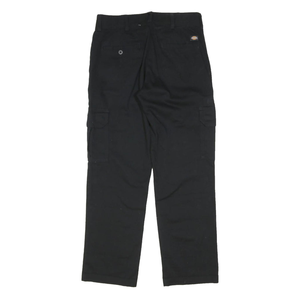 DICKIES Mens Black Relaxed Straight Trousers W30 L29 Cargo Cotton Blend